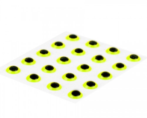 3D Epoxy Eyes, Fluo Yellow, 3 mm